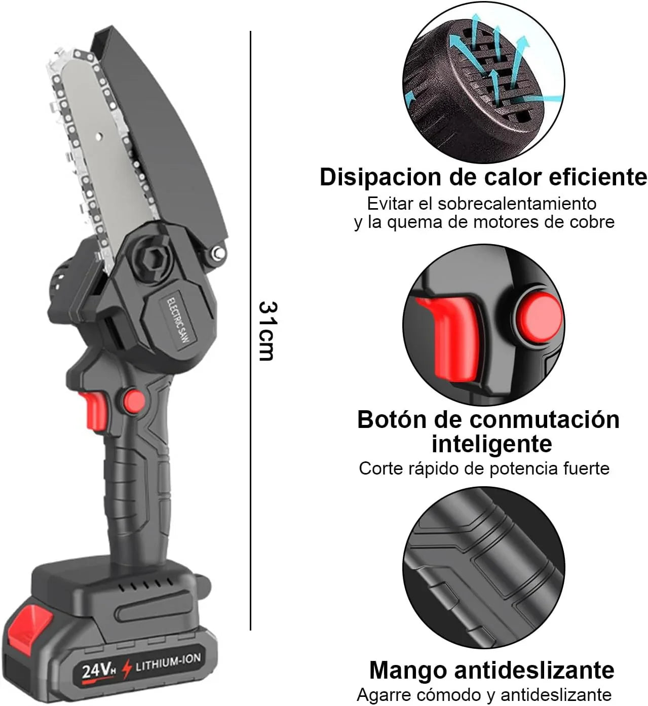 Potente Mini Motosierra Inalámbrica